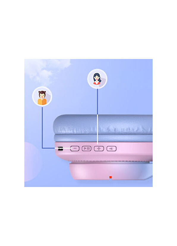 iClever BTH12 Gradient Pink Unisex Kids Over-Ear Bluetooth Earphone - 4