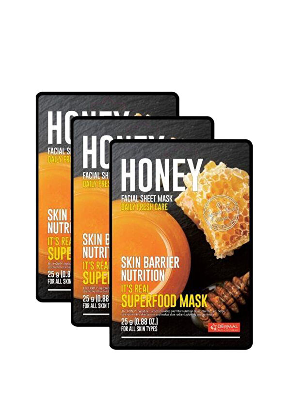 Dermal Honey Facial Sheet Mask Barrier Booster & Nourishing Honey Mask Set of 3 25g - 1