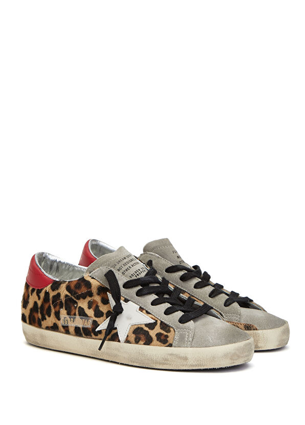 Super Star Leopar Desenli Kadın Süet Sneaker - Görsel 3