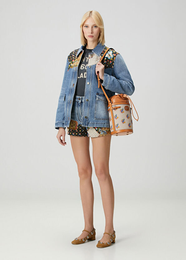 Valentino Mavi Desenli Garnili Denim Ceket - 2