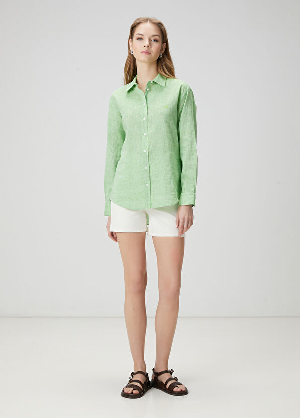 Beymen Club Green Linen Shirt - 2
