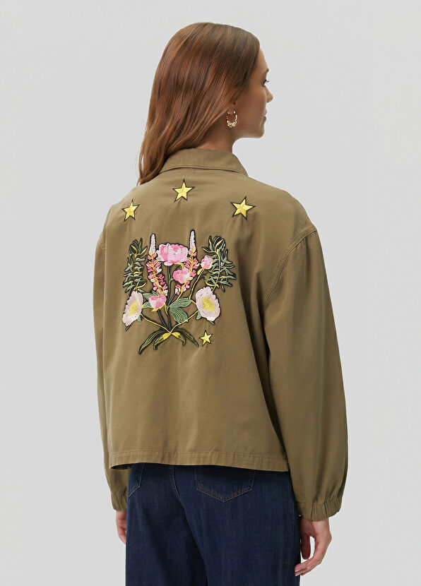 Beymen Club Khaki Floral Embroidered Casual Jacket - 4