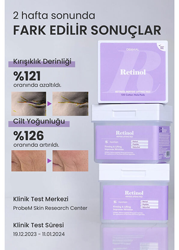 Dermal Retinol Peptide Kırışıklık Önleyici Onarıcı ve Sıkılaştırıcı 20'li Bakım Pedi - 3
