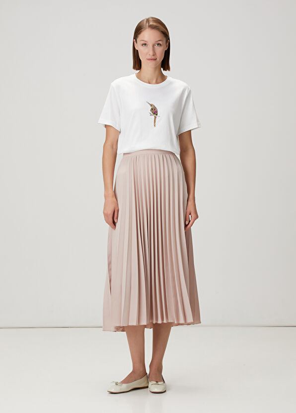 Beymen Club Light Beige Plisoleil Midi Crepe Skirt - 1