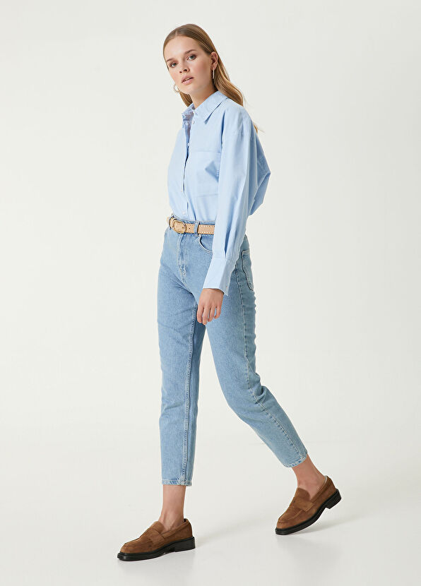 Beymen Club Mavi Logo Nakışlı Oxford Gömlek - 3