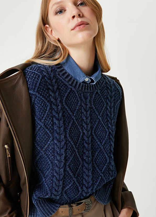 Beymen Club Indigo Hair Braid Textured Sweater - 2