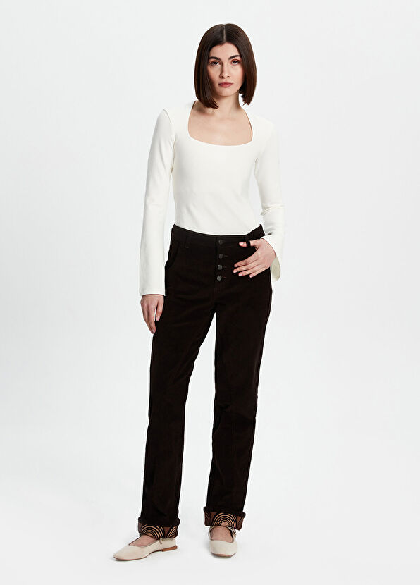 Bassigue Brown Velvet Women's Trousers - 1