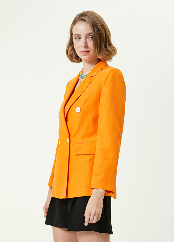 Beymen Club Turuncu Kırlangıç Yaka Kruvaze Blazer - 4