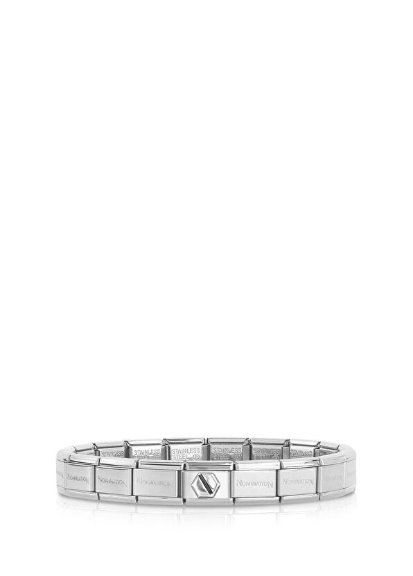 Gümüş Altıgen Vida Klasik Dekoratif Linkli Unisex Çelik Bileklik - Görsel 2