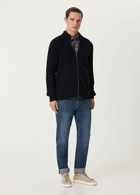 Beymen Club Navy Chunky Wool Knit Cardigan - 3