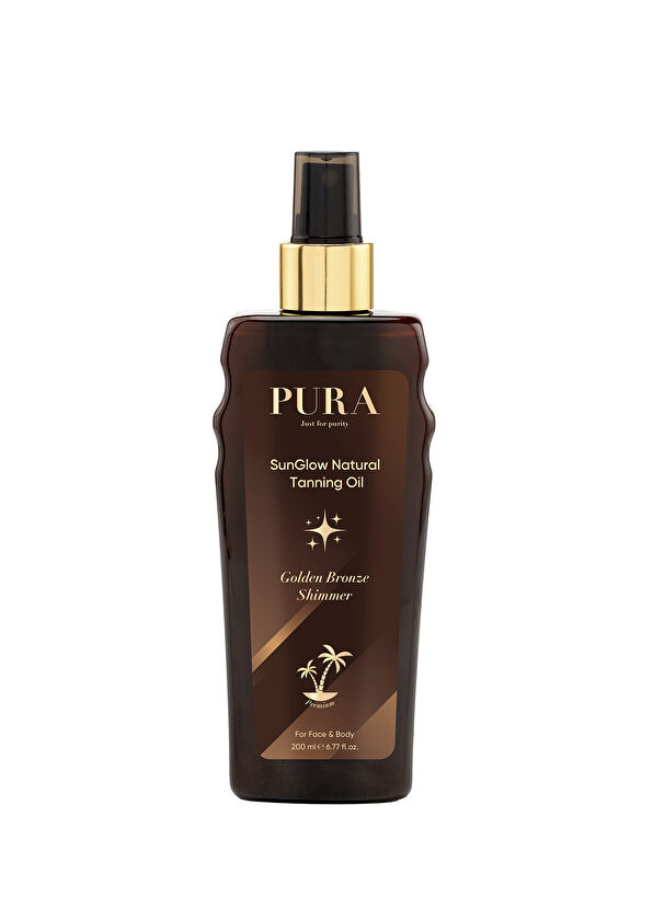 PURA Just for purity SunGlow Naturel Tanning Shimmer Oil Doğal Besleyici Simli Bronzlaştırıcı Yağ 200 ml - 1