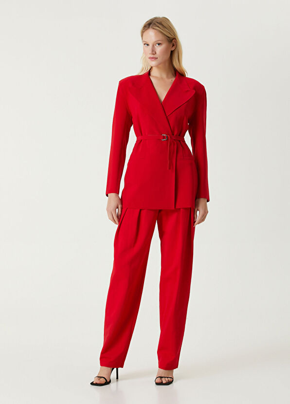 Norma Kamali Kırmızı Yüksek Bel Pantolon - 1