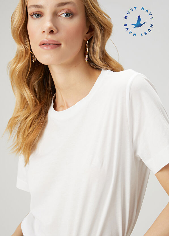 Beymen Club Kırık Beyaz Logolu Basic T-shirt - 1