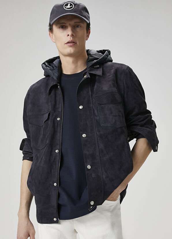 Beymen Club Lacivert Kapüşonlu Süet Ceket - 4