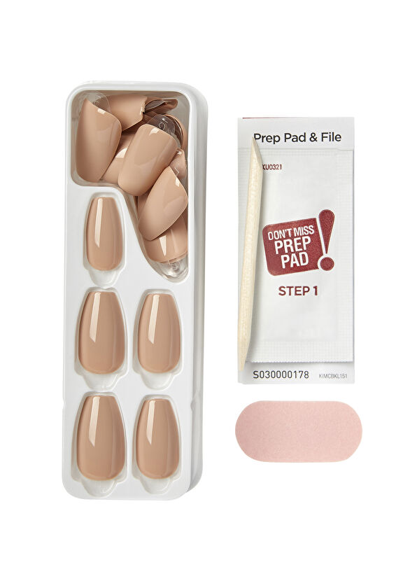 Impress Color Nude Latte Self-Adhesive Long Fake Nail - 4