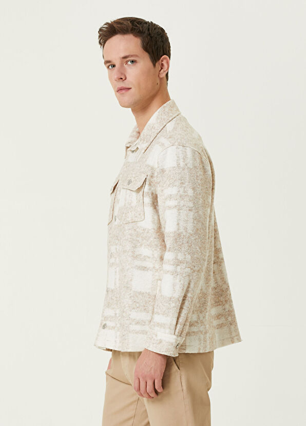 Beymen Club Beige Plaid Patterned Flannel Over Shirt - 4