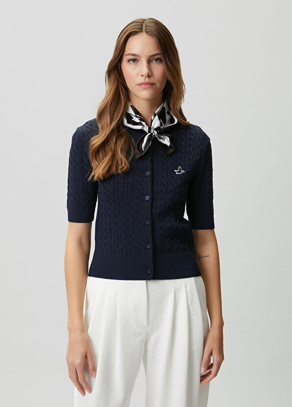 Beymen Club Lacivert Saç Örgü Mini Hırka - 1