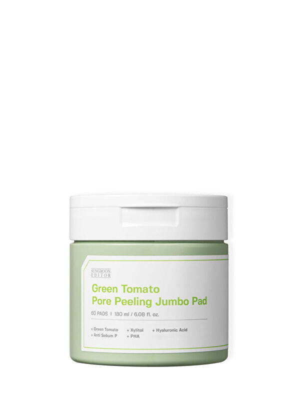 Sungboon Editor Green Tomato Pore Peeling Jumbo Pad Purifying and Moisturizing 60 Pieces Peeling Pad 180 ml - 1