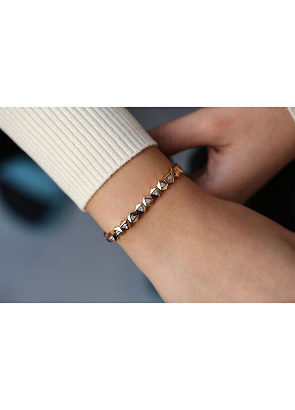 Reis Kuyumculuk Pars Bagel Brown 14 Ayar Kadın Pırlanta Bilezik - 2