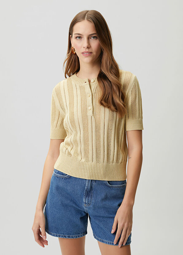 Beymen Club Dark Beige Openwork Sweater - 1