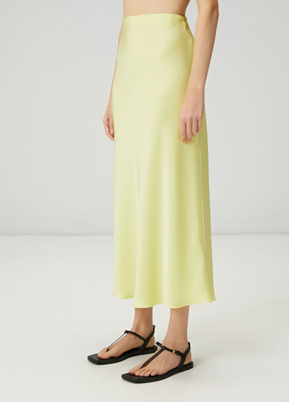 Beymen Club Neon Sarı Maksi Evaze Saten Etek - 4