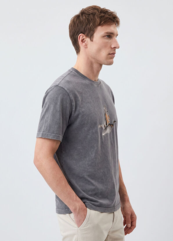 Beymen Club Antrasit Antik Parça Boya Logolu Oversize T-shirt - 4