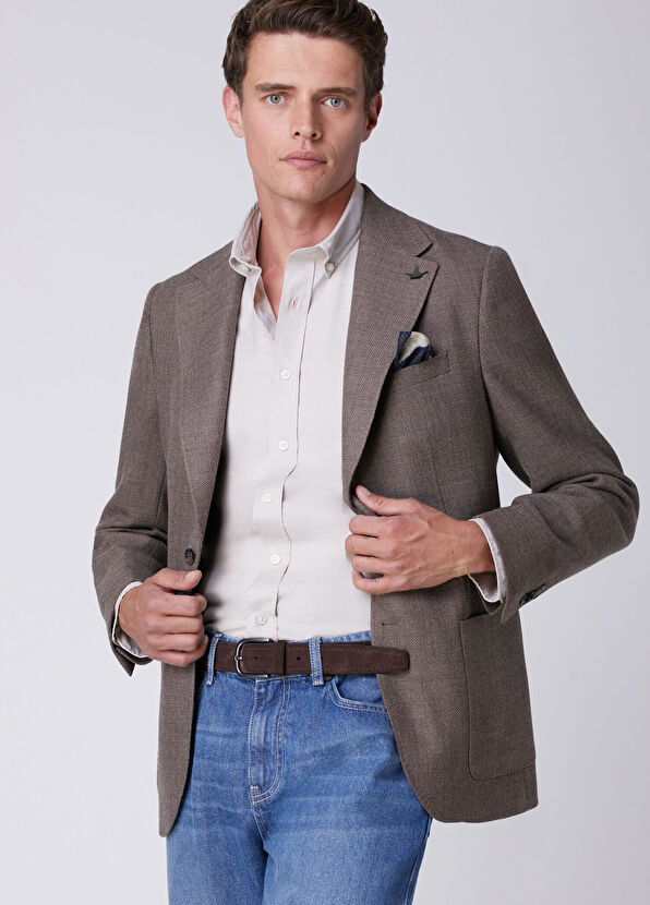 Beymen Club Tropical Havana Brown Wool Jacket - 1