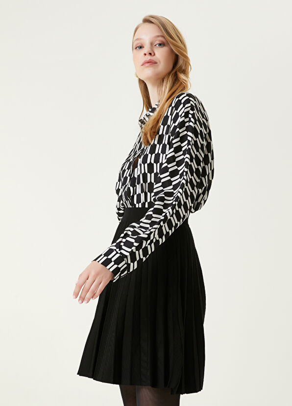 Beymen Club Siyah Beyaz Desenli Twill İpek Gömlek - 3