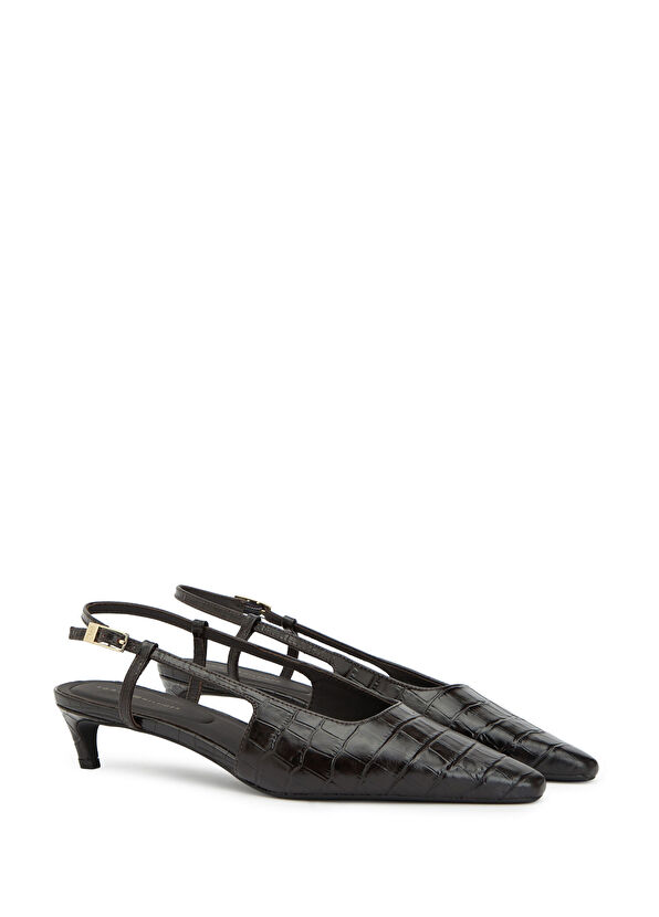 Tommy Hilfiger Brown Crocodile Pump - 2