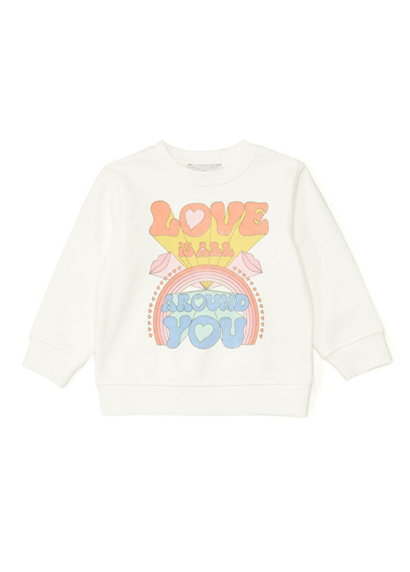 Stella McCartney Krem Baskılı Kız Çocuk Sweatshirt - 1