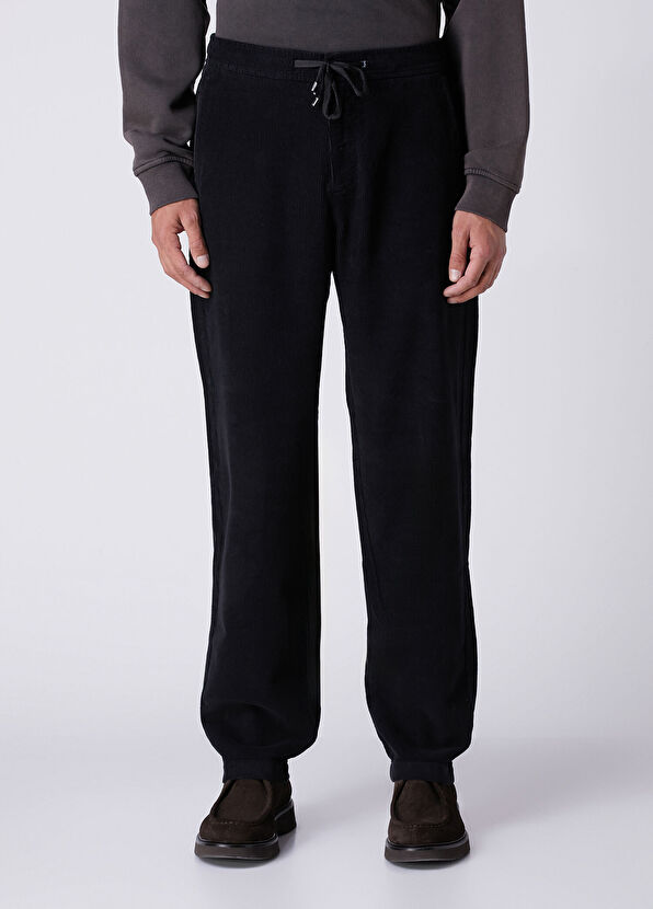 Beymen Club Relax Fit Siyah Beli Kordonlu Kadife Pantolon - 2