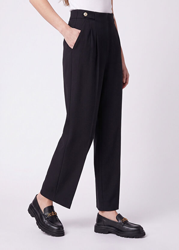 Beymen Club Navy Blue Gold Button-Down Trousers - 3