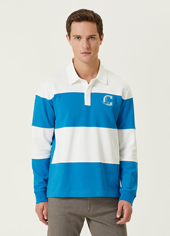 Beymen Club Turquoise Polo Neck Colorblocked Sweatshirt - 1