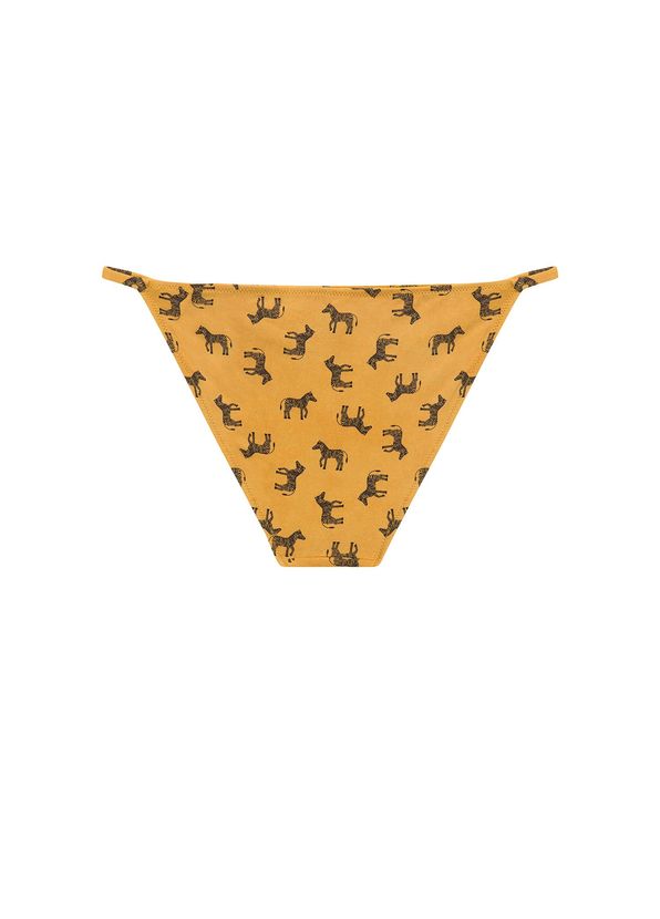 Fifth Sense Wild At Heart Bottom Patterned Mustard Color Women's Bikini Bottoms - 2