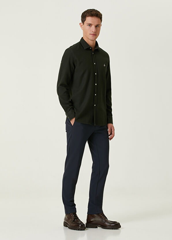 Beymen Club Slim Fit Haki Armürlü Gömlek - 3