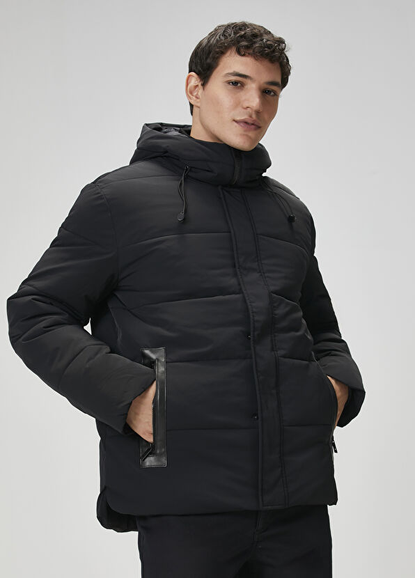 Beymen Club Siyah Kapüşonlu Puff Mont - 2