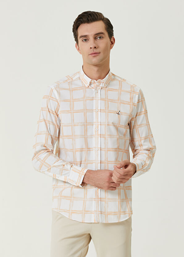 Beymen Club Comfort Fit Orange Faded Check Shirt - 4