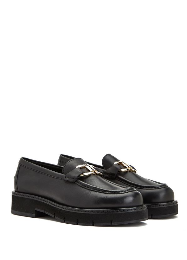 Ferragamo Black Logo Buckled Women's Leather Loafer - 2
