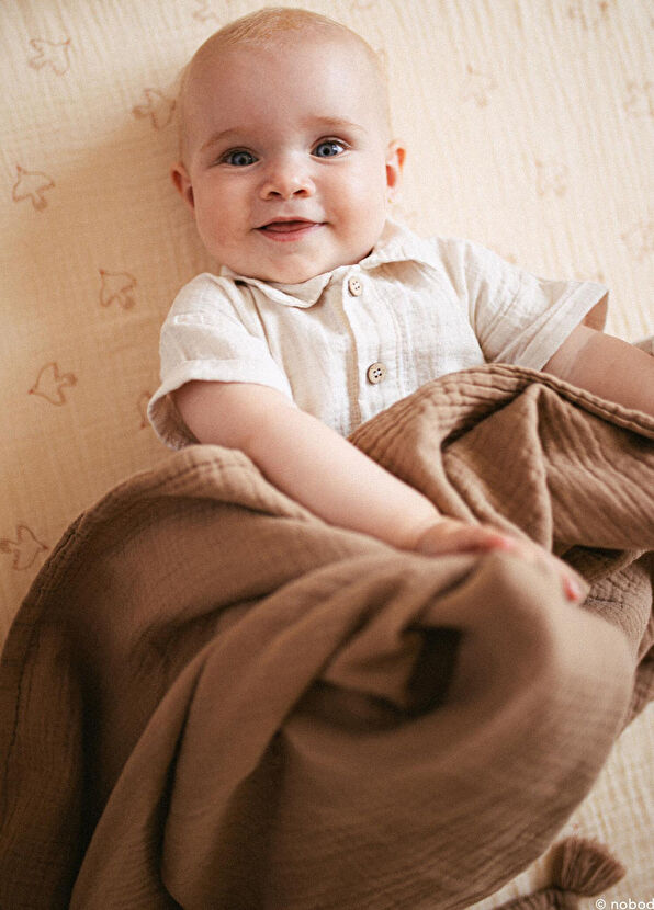 Nobodinoz Wabi Sabi Sesame Double Layer Muslin Baby Blanket 65 x 100 cm - 4