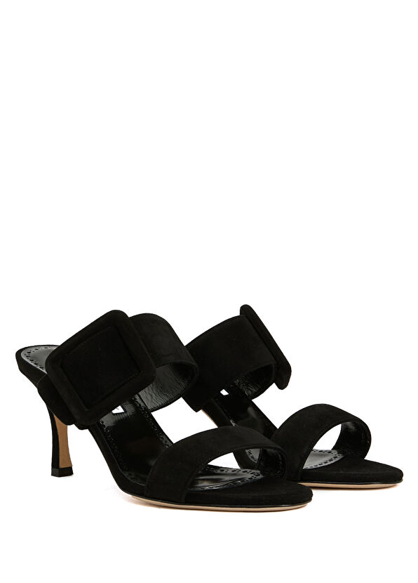 Manolo Blahnik Gable Siyah Kadın Süet Terlik - 2