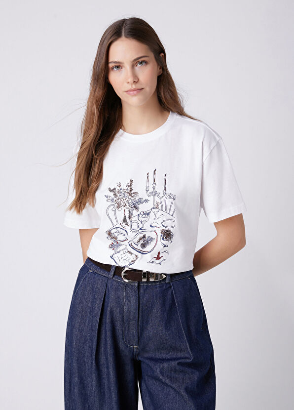 Beymen Club Kırık Beyaz Baskılı T-shirt - 4