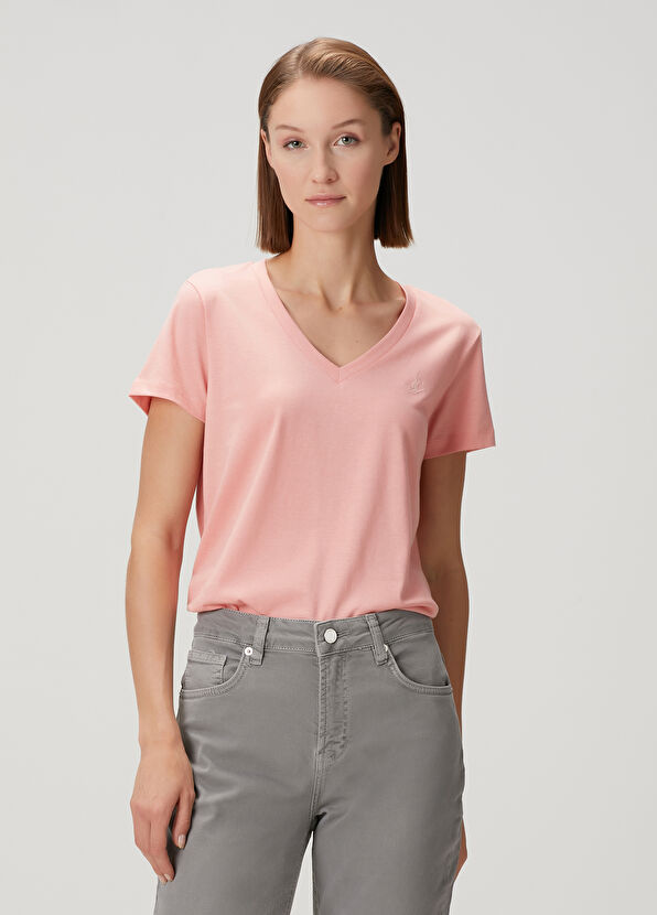Beymen Club Salmon V-Neck Flowing T-Shirt - 1