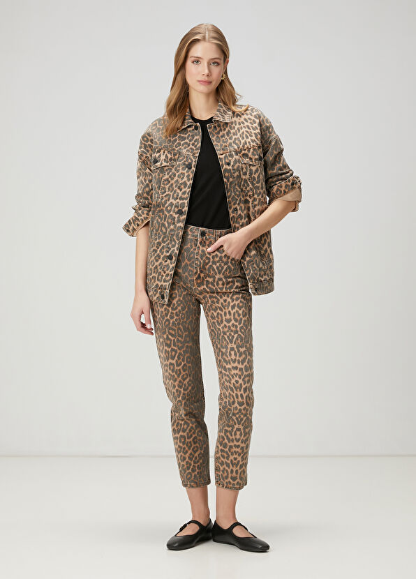 Beymen Club Mom Fit Leopard Print Jeans - 1