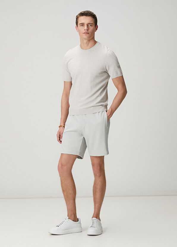 Beymen Club Grey Diagonal Textured Interlock Shorts - 1