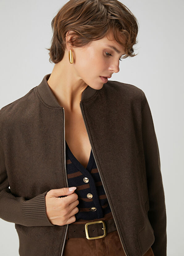 Beymen Club Kahverengi Yün Kaşe Bomber Ceket - 2