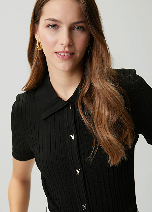 Beymen Club Black Short-Sleeve Polo Sweater - 2