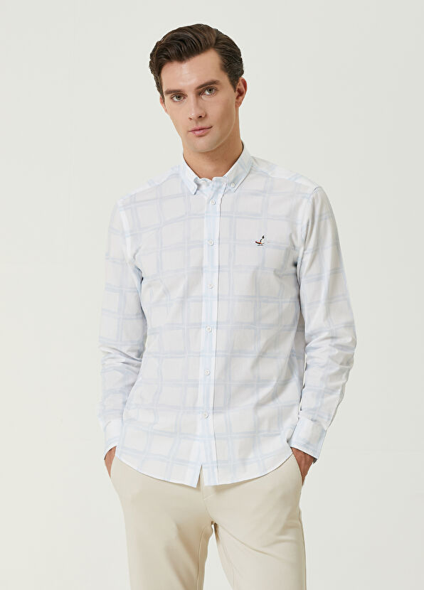 Beymen Club Comfort Fit Blue Check Patterned Shirt - 1