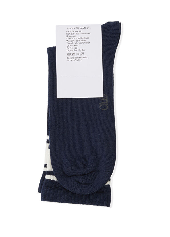 Beymen Club Navy Logo Embroidered Men's Sports Socks - 2