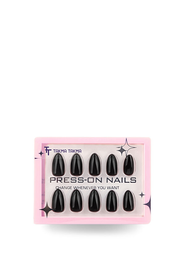 Takma Takma Siyah Kısa Badem 30'lu Protez Takma Tırnak MKBD1733 - 1