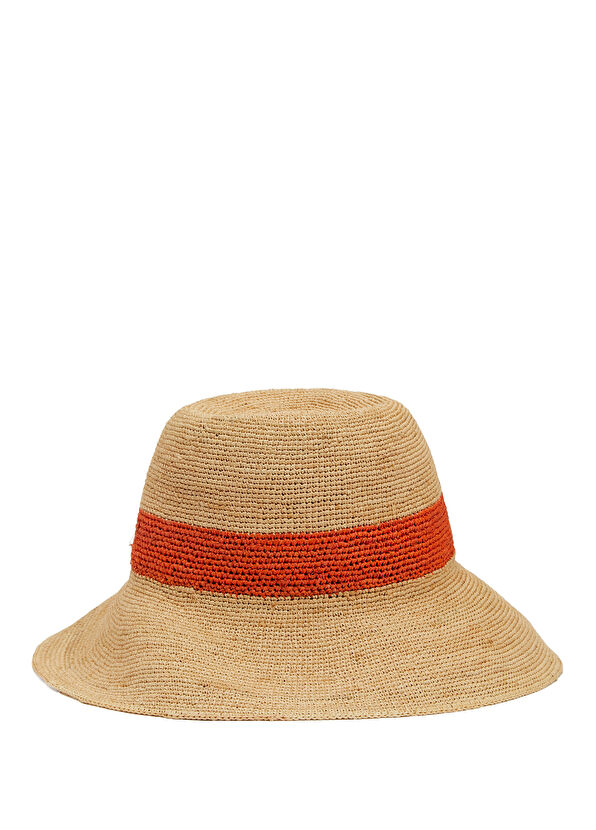 Beymen Club Bej Şerit Detaylı Kadın Rafya Şapka - 2